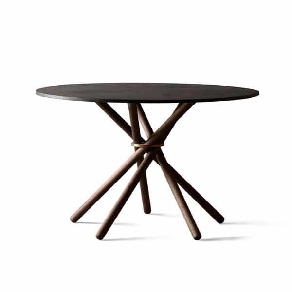 Eberhart | Hector spisebord - Ø120, Variant Mørkegrå beton / Sortolieret eg / Messing, Tillægsplader Ingen tillægsplader