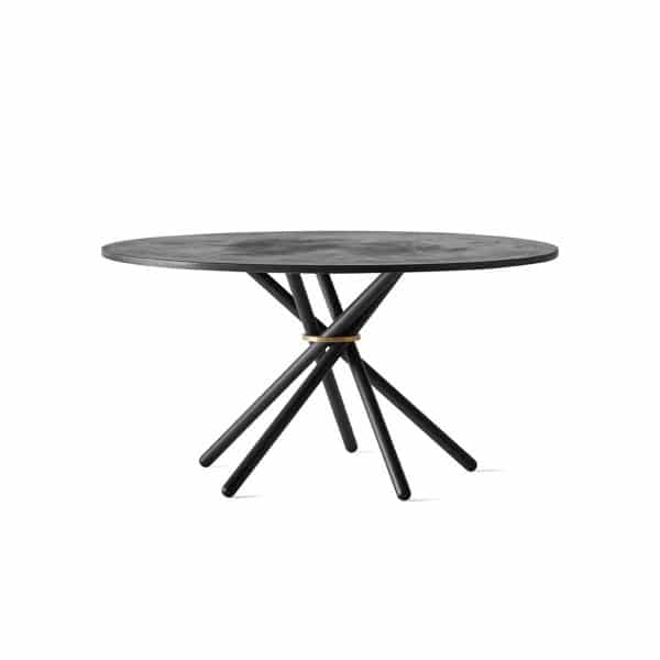 Eberhart | Hector spisebord - Ø140, Variant Mørkegrå beton / Sortlakeret stål / Messing, Tillægsplader Ingen tillægsplader