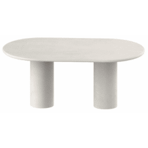 Kimberly ovalt spisebord i mortex H75 x B180 x D100 cm - Råhvid