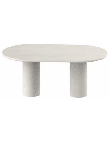 Kimberly ovalt spisebord i mortex H75 x B180 x D100 cm - Råhvid