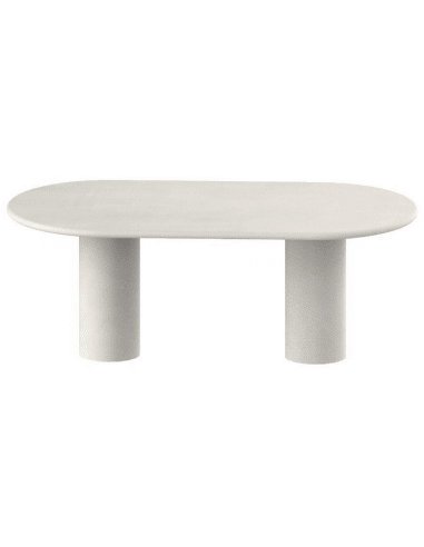 Kimberly ovalt spisebord i mortex H75 x B200 x D100 cm - Råhvid