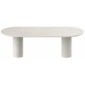 Kimberly ovalt spisebord i mortex H75 x B240 x D100 cm - Råhvid