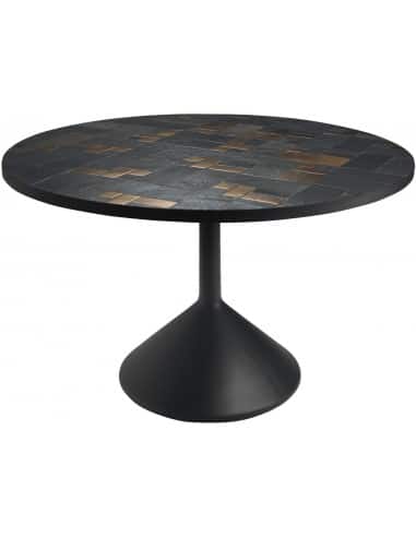 Labo rundt spisebord i beton og keramik Ø120 cm - Sort/Guld