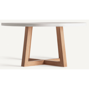 Rundt spisebord i aluminium og forstærket beton Ø152 cm - Lys natur/Off-white